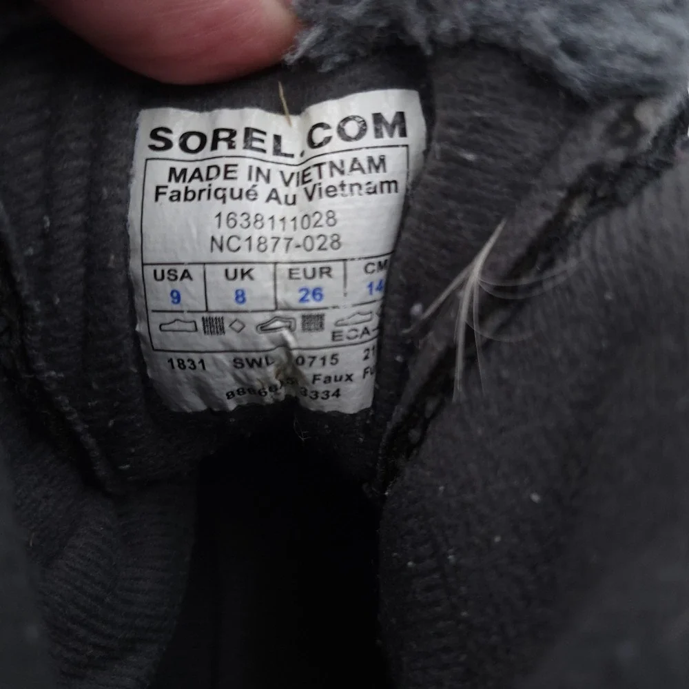 Sorel Commander Winter Snow Boots Fur Lined Waterproof Black Toddler Boys Size 9